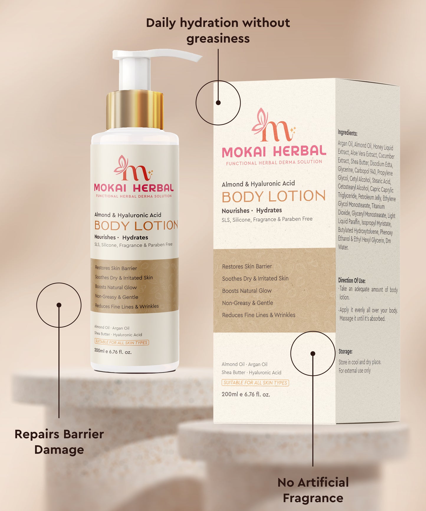 Mokai Herbal Hyaluronic Acid & Almond Body Restore Lotion